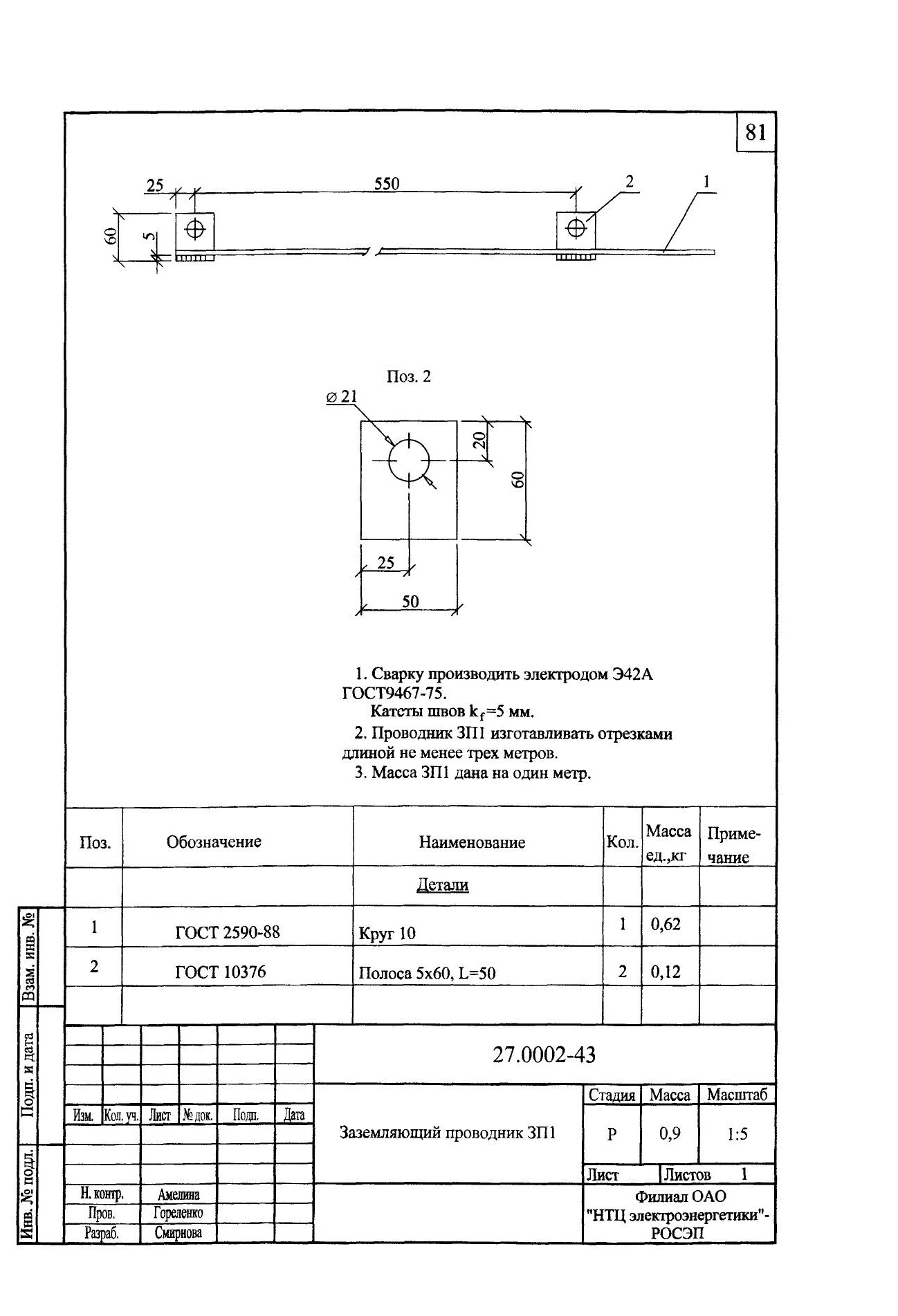 Заземляющий проводник ЗП-1 (1 м) (27.0002)