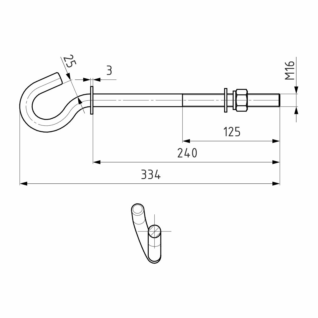 B 16/240 крюк монтажный  (ВК)